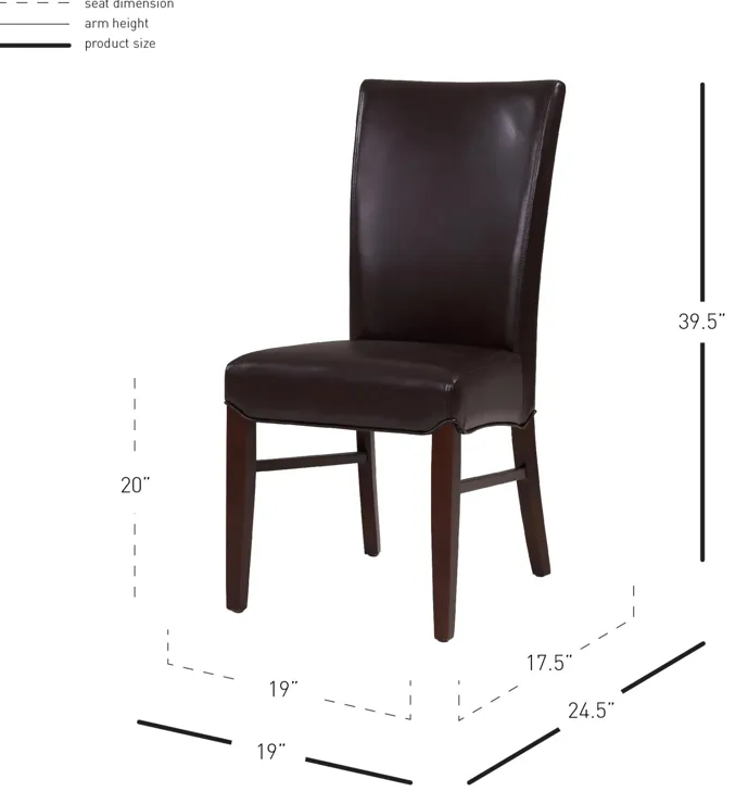 Milton Bonded Leather Dining Side Chair, Coffee Bean (Set of 2)