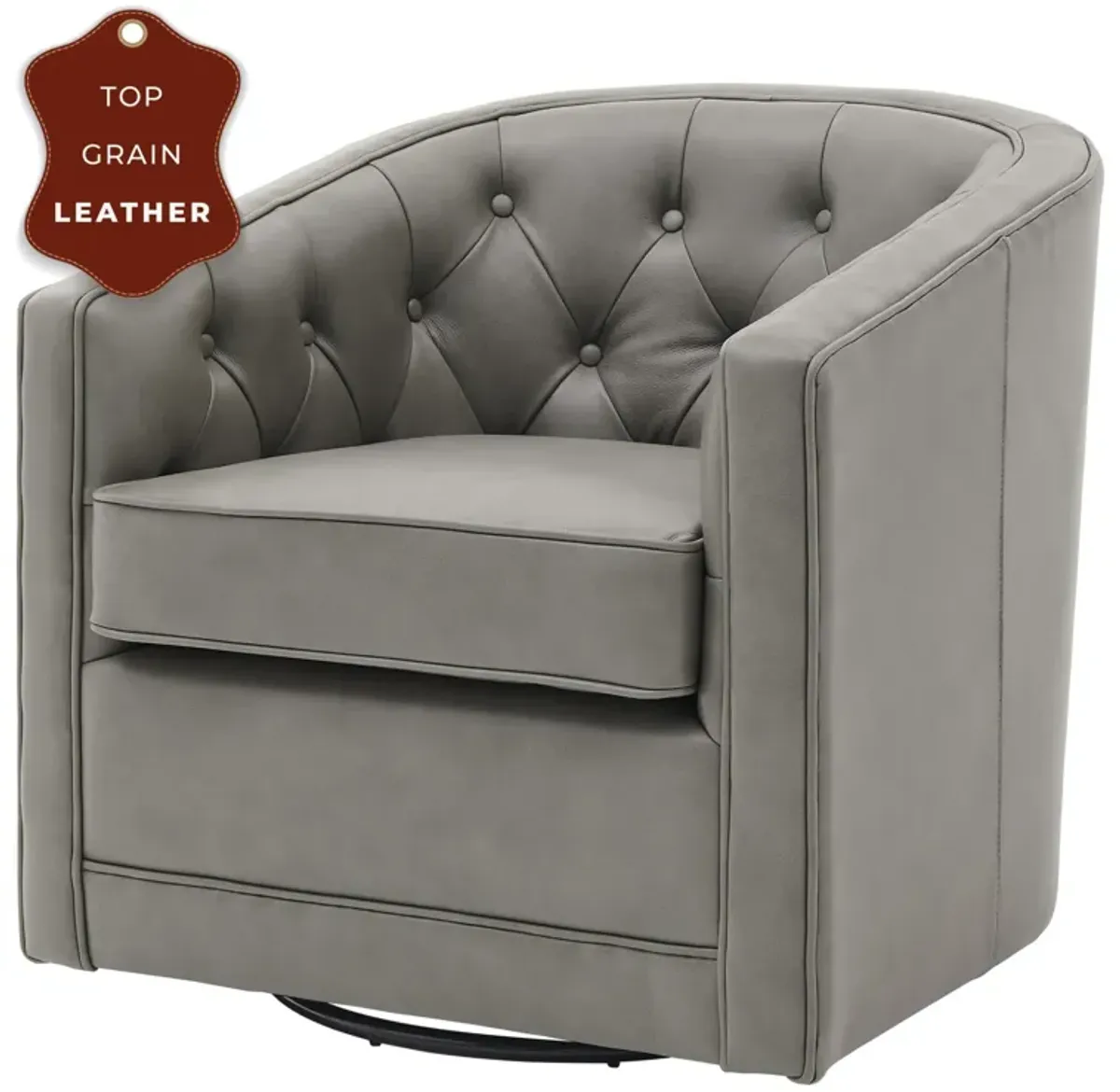 walsh top grain leather swivel accent arm chair, garrett gray