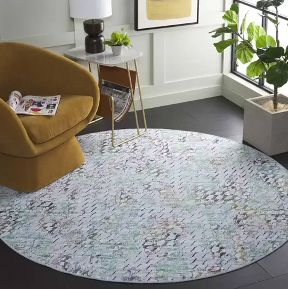 TACOMA 913 Grey  6' X 6' Round Round Rug