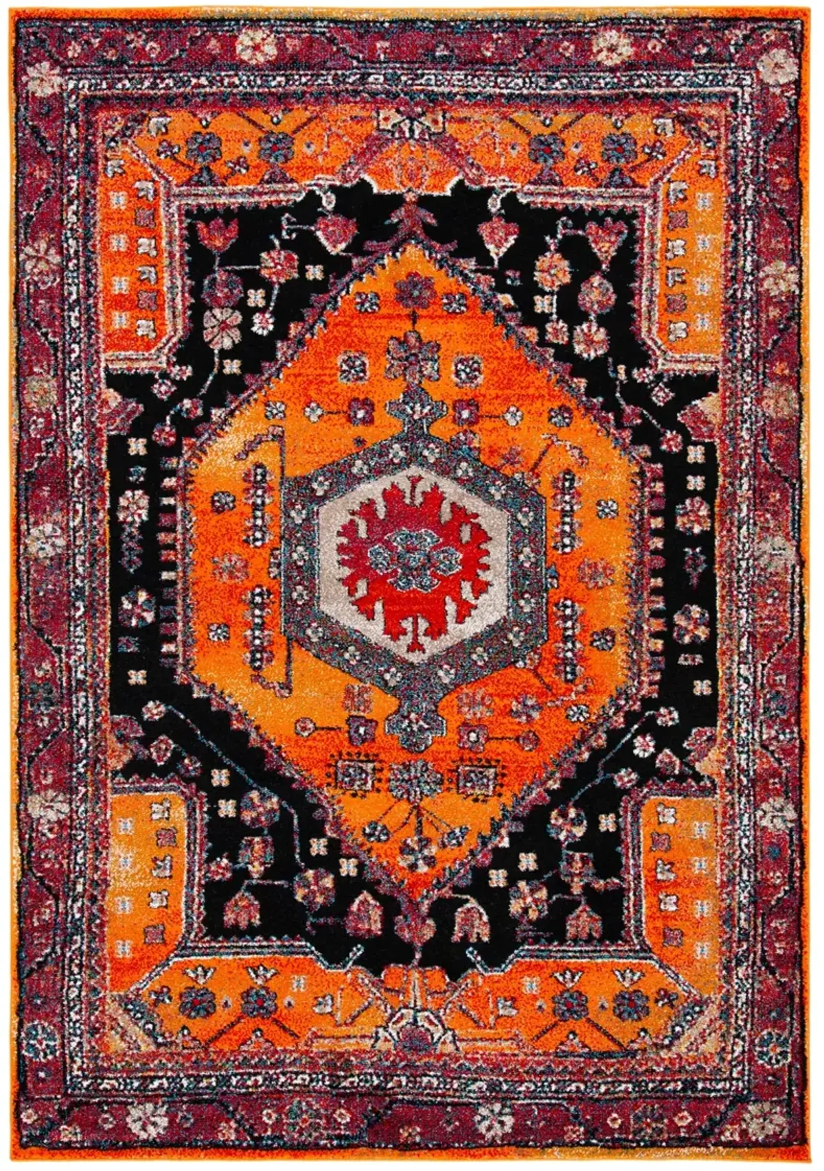 VINTAGE HAMADAN 204 ORANGE  6'-7' x 9' Medium Rectangle Rug