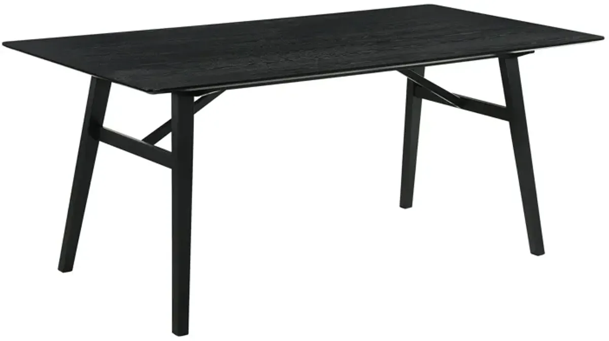 Channell 5 Piece Black Wood Dining Table Set with Charcoal Fabric