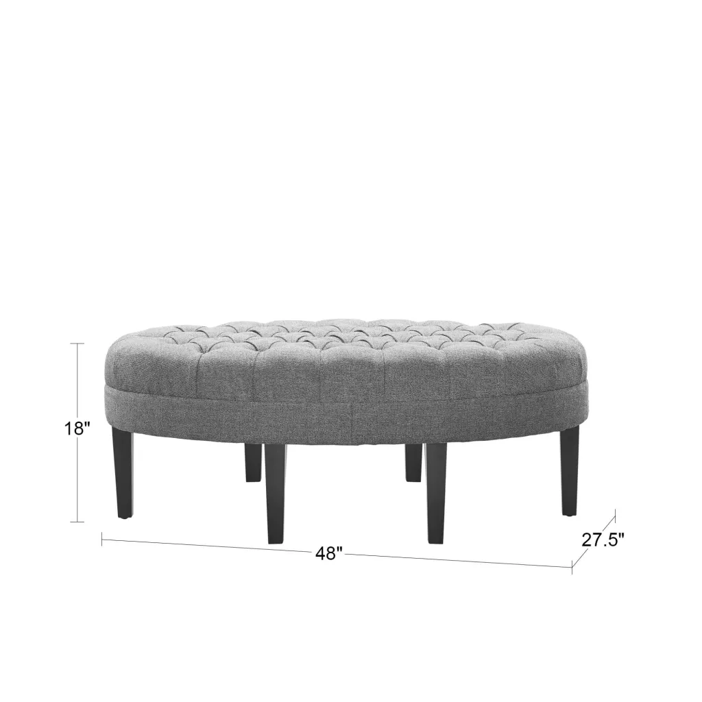 Madison Park Martin Linen Surfboard Tufted Ottoman