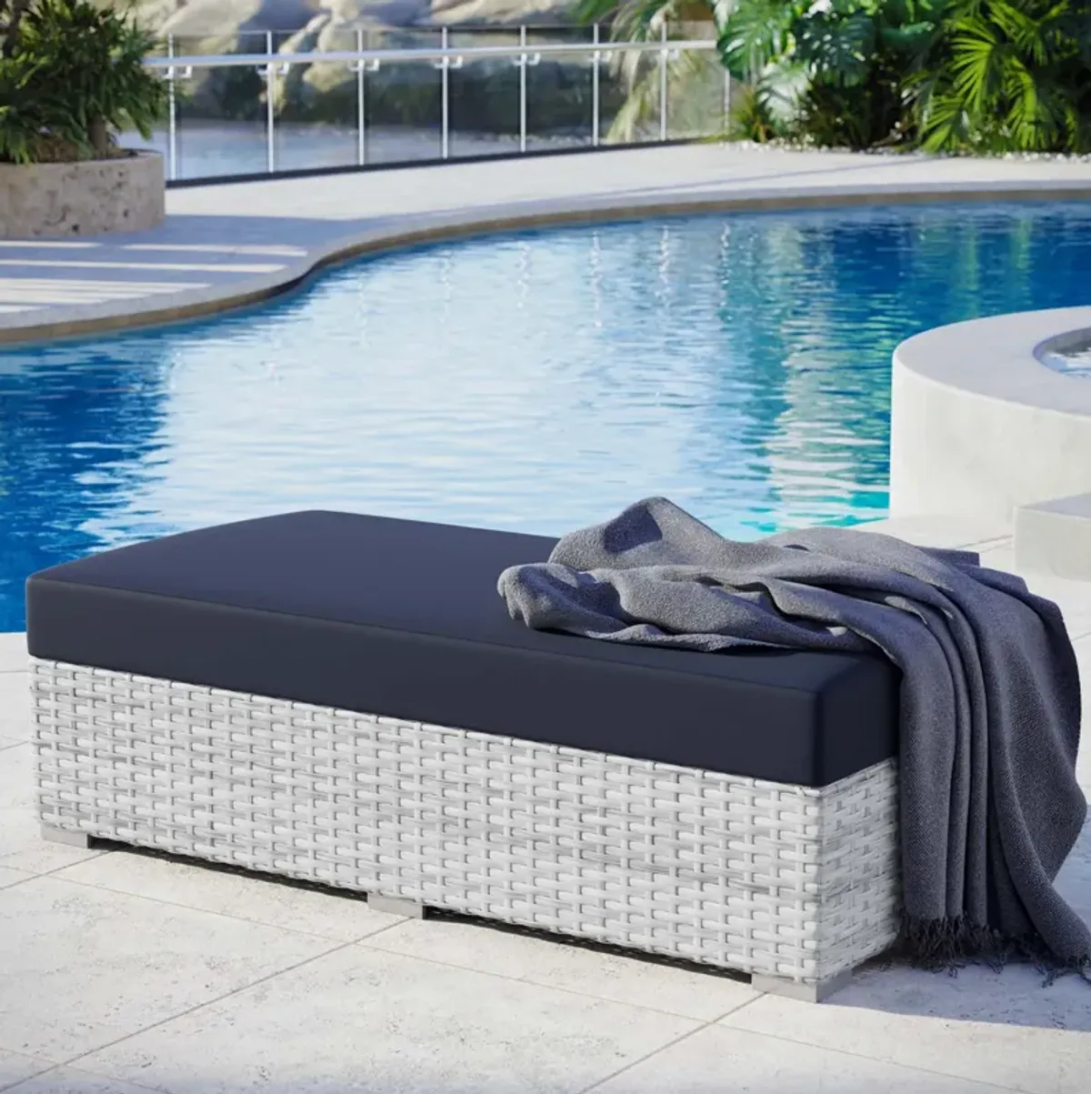 Convene Outdoor Patio Rectangular Ottoman