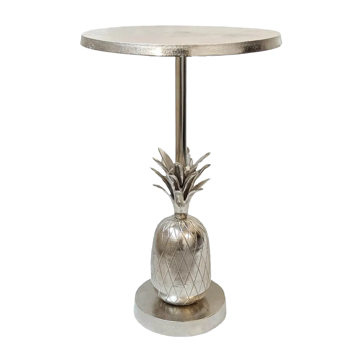 Metal, 15"d/24"h, Silver Pineapple Side Table, Kd