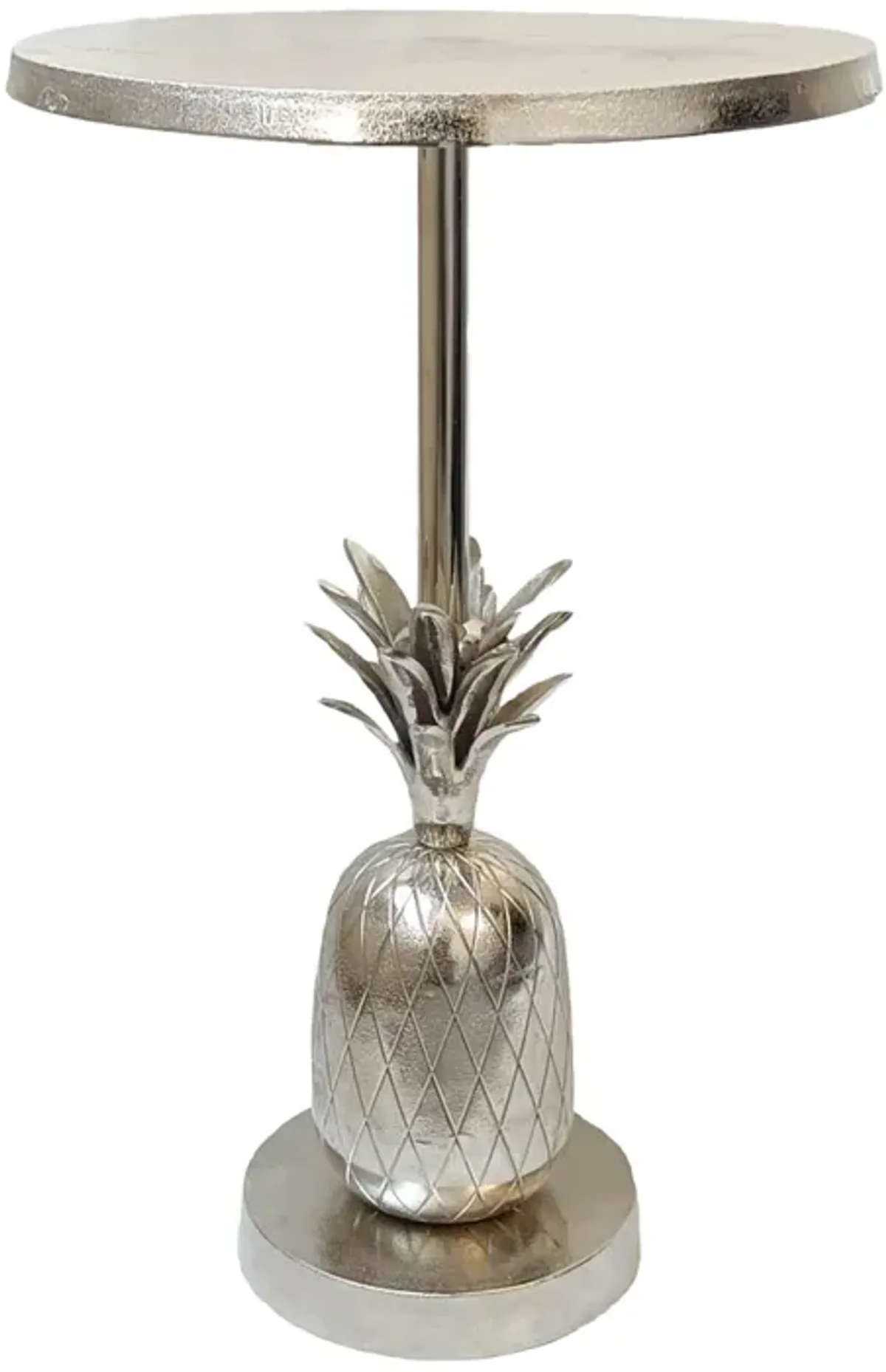 Metal, 15"d/24"h, Silver Pineapple Side Table, Kd