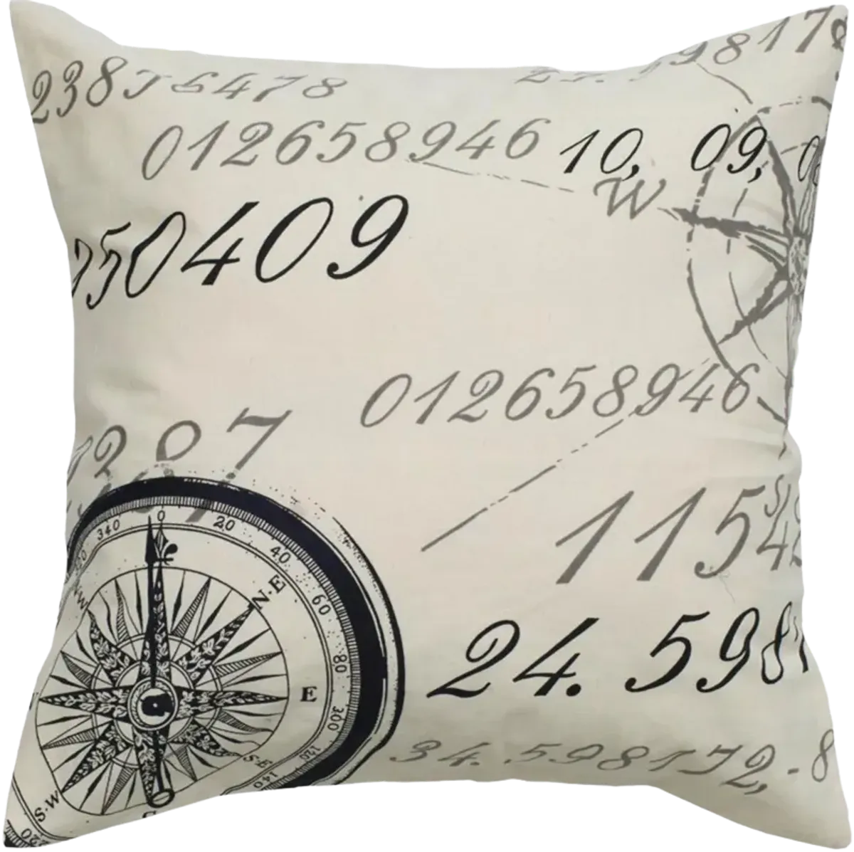 Script With Compass Cream Pillow