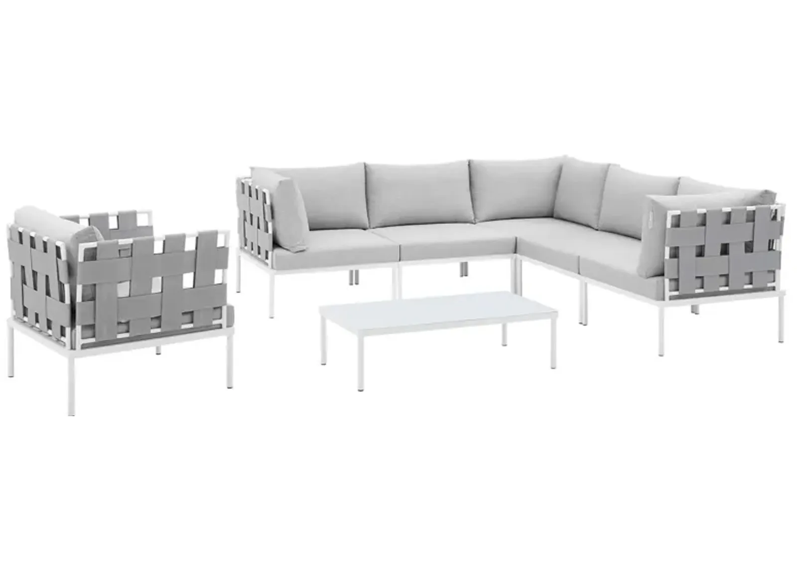 Harmony 7-Piece  Sunbrella® Outdoor Patio Aluminum Sectional Sofa Set