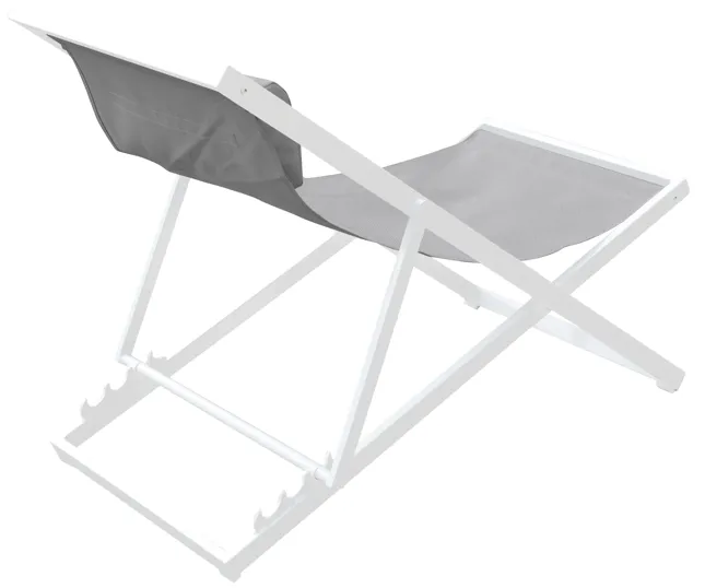 Wave Outdoor Patio Aluminum Deck Chair in White Powder Coated Finish with Grey Sling Textilene