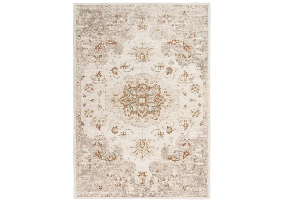 Ventura Beige/Green Medallion Washed Wool 10' x 13' Rectangle Rug