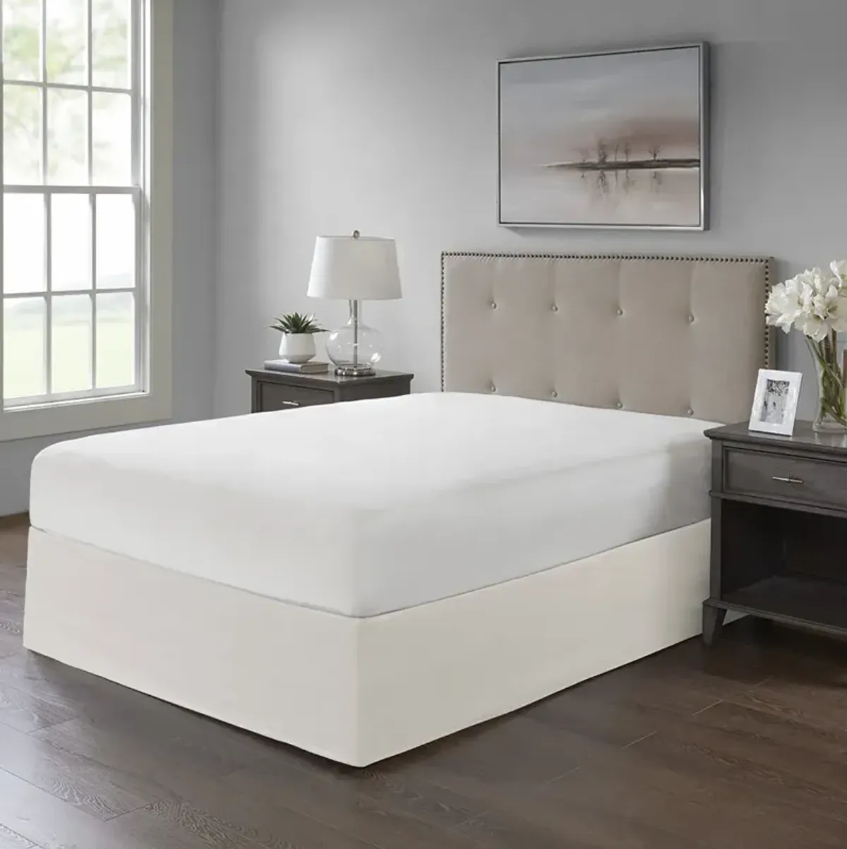 Madison Park Simple Fit Ivory Wrap Around Adjustable Bedskirt