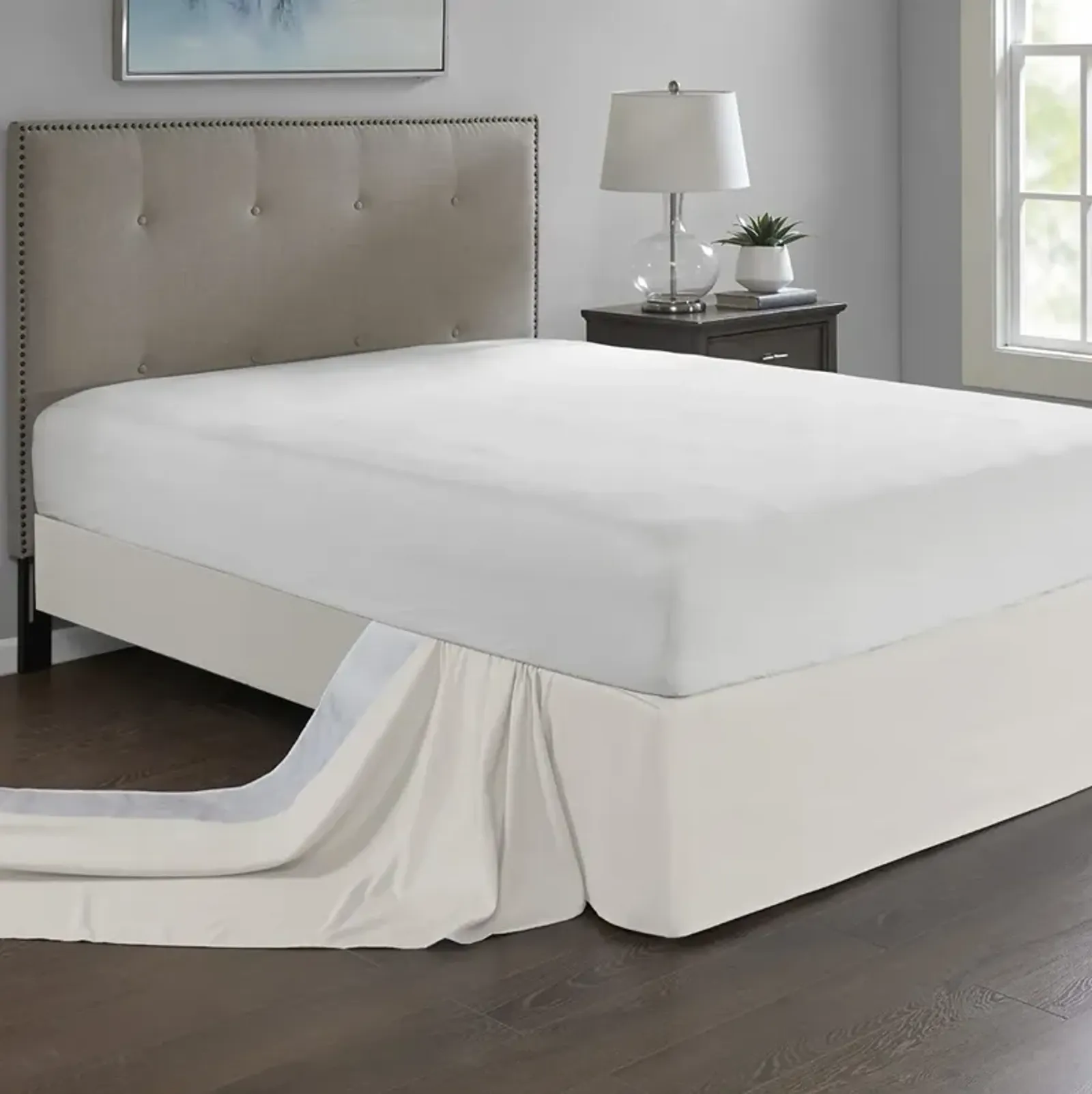 Madison Park Simple Fit Ivory Wrap Around Adjustable Bedskirt