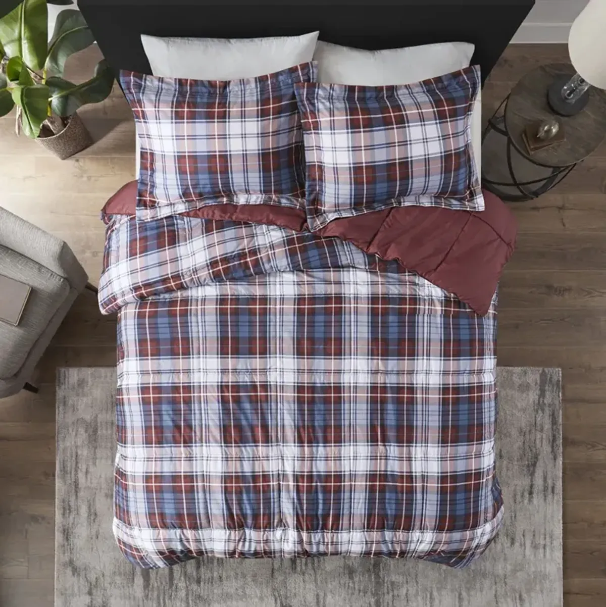 Madison Park Essentials Parkston Red 3M Scotchgard Down Alternative All Season Comforter Set