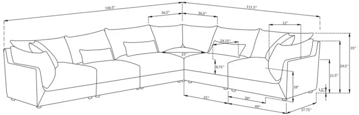 Sasha 6-Piece Upholstered Modular Sectional Barely Black