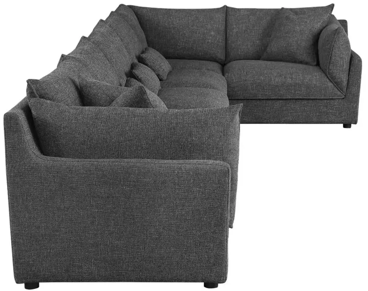 Sasha 6-Piece Upholstered Modular Sectional Barely Black