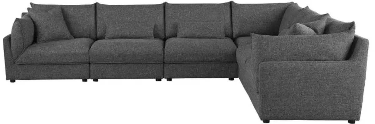 Sasha 6-Piece Upholstered Modular Sectional Barely Black