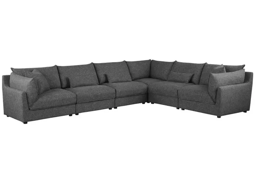 Sasha 6-Piece Upholstered Modular Sectional Barely Black