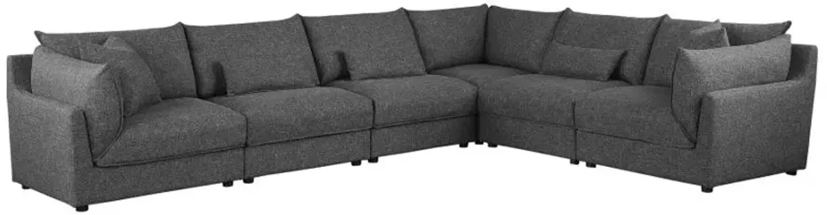 Sasha 6-Piece Upholstered Modular Sectional Barely Black