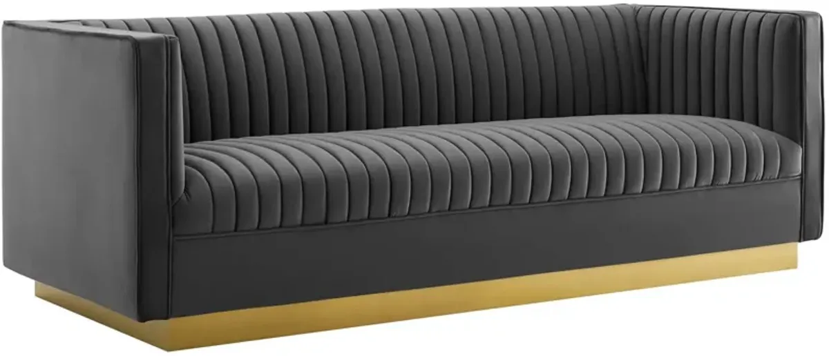 Sanguine Vertical Channel Tufted Performance Velvet Sofa