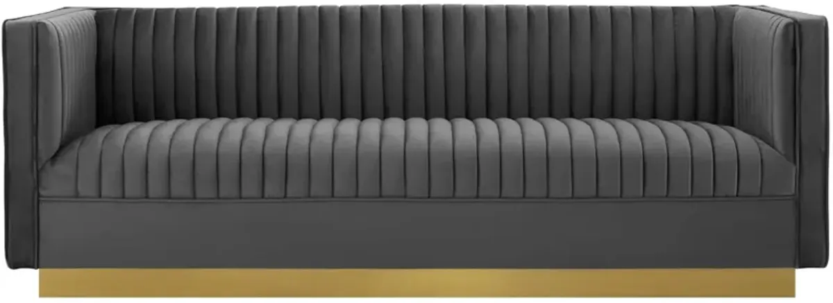 Sanguine Vertical Channel Tufted Performance Velvet Sofa