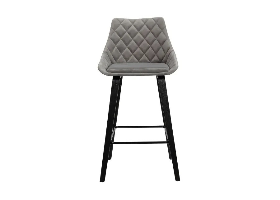 Dani 26" Gray Velvet Barstool in Black Brushed Wood Finish