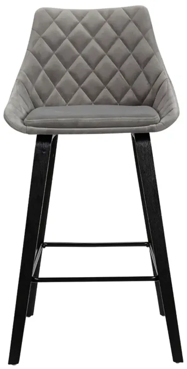 Dani 26" Gray Velvet Barstool in Black Brushed Wood Finish