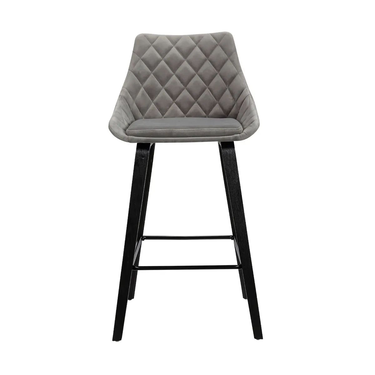 Dani 26" Gray Velvet Barstool in Black Brushed Wood Finish