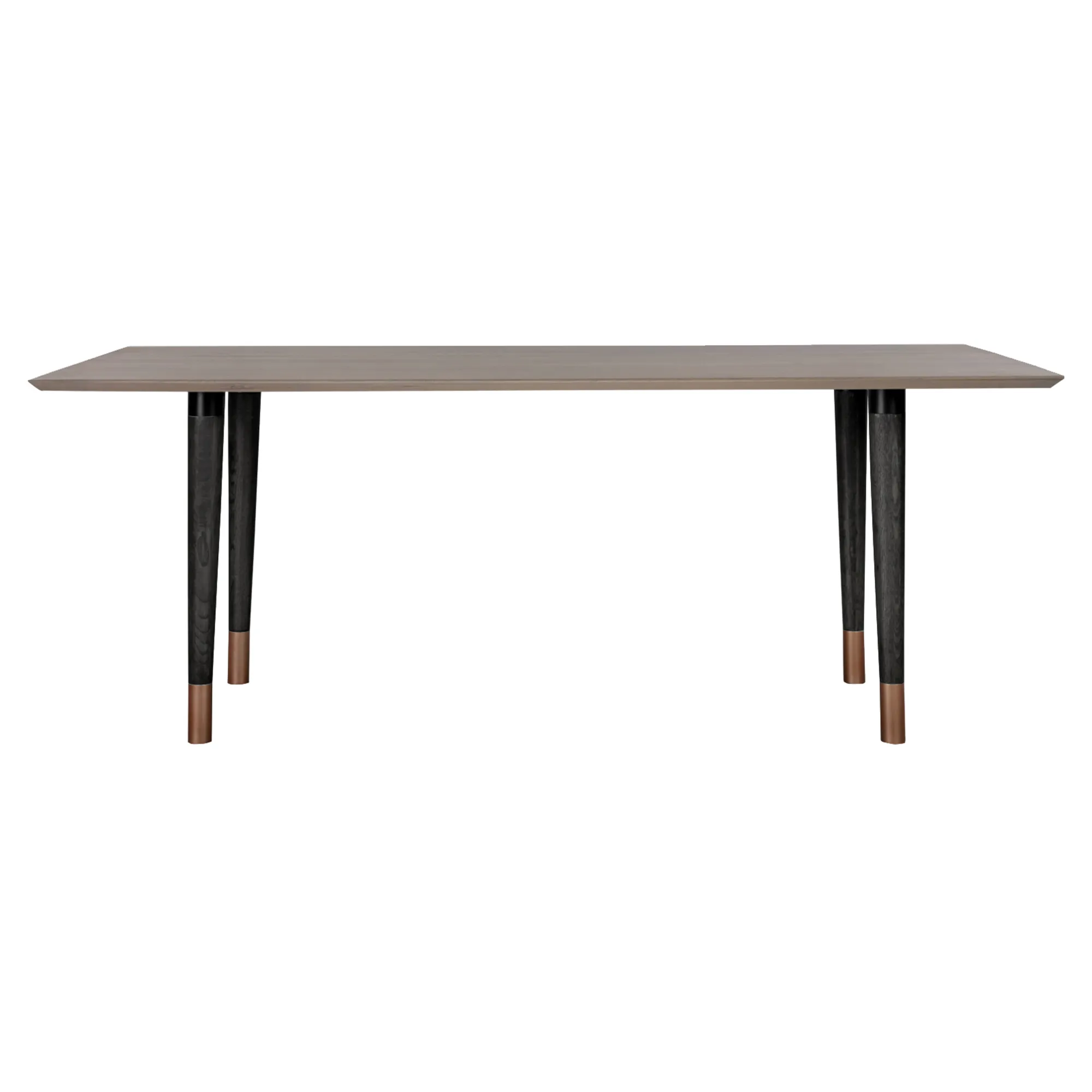 Turin Rustic Oak Wood Dining Table with Copper Tip Legs