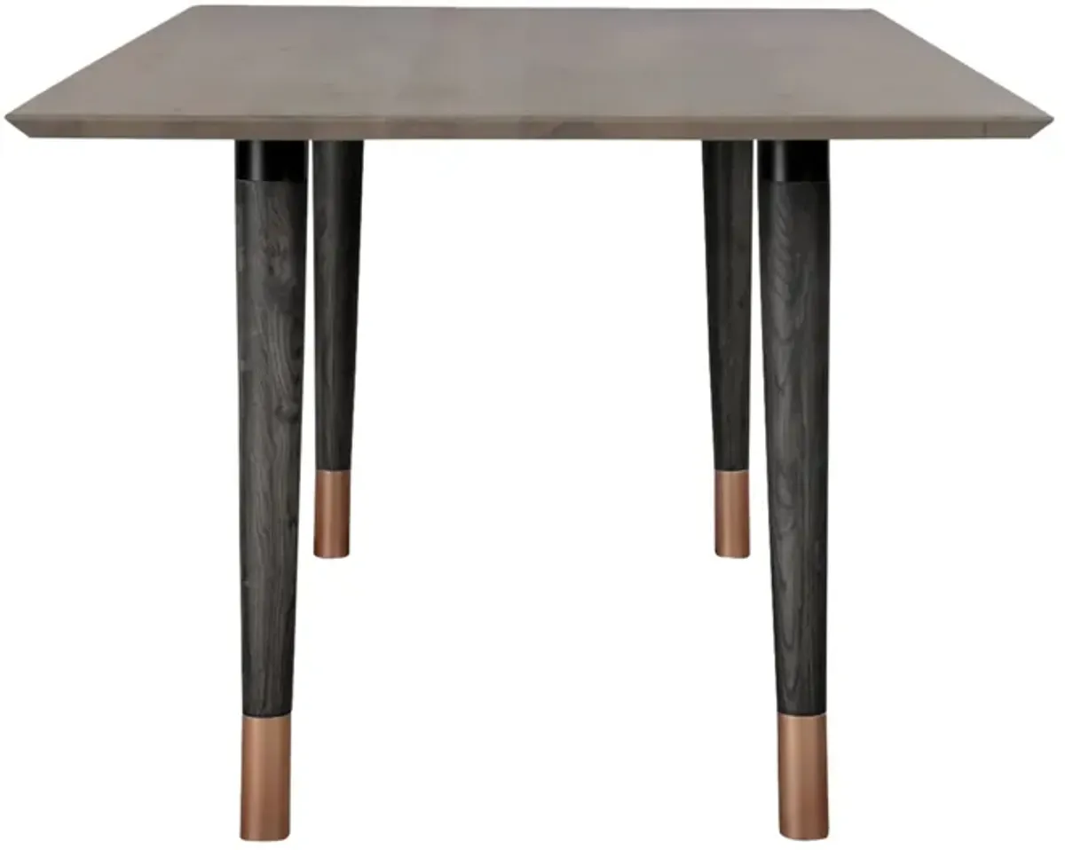 Turin Rustic Oak Wood Dining Table with Copper Tip Legs