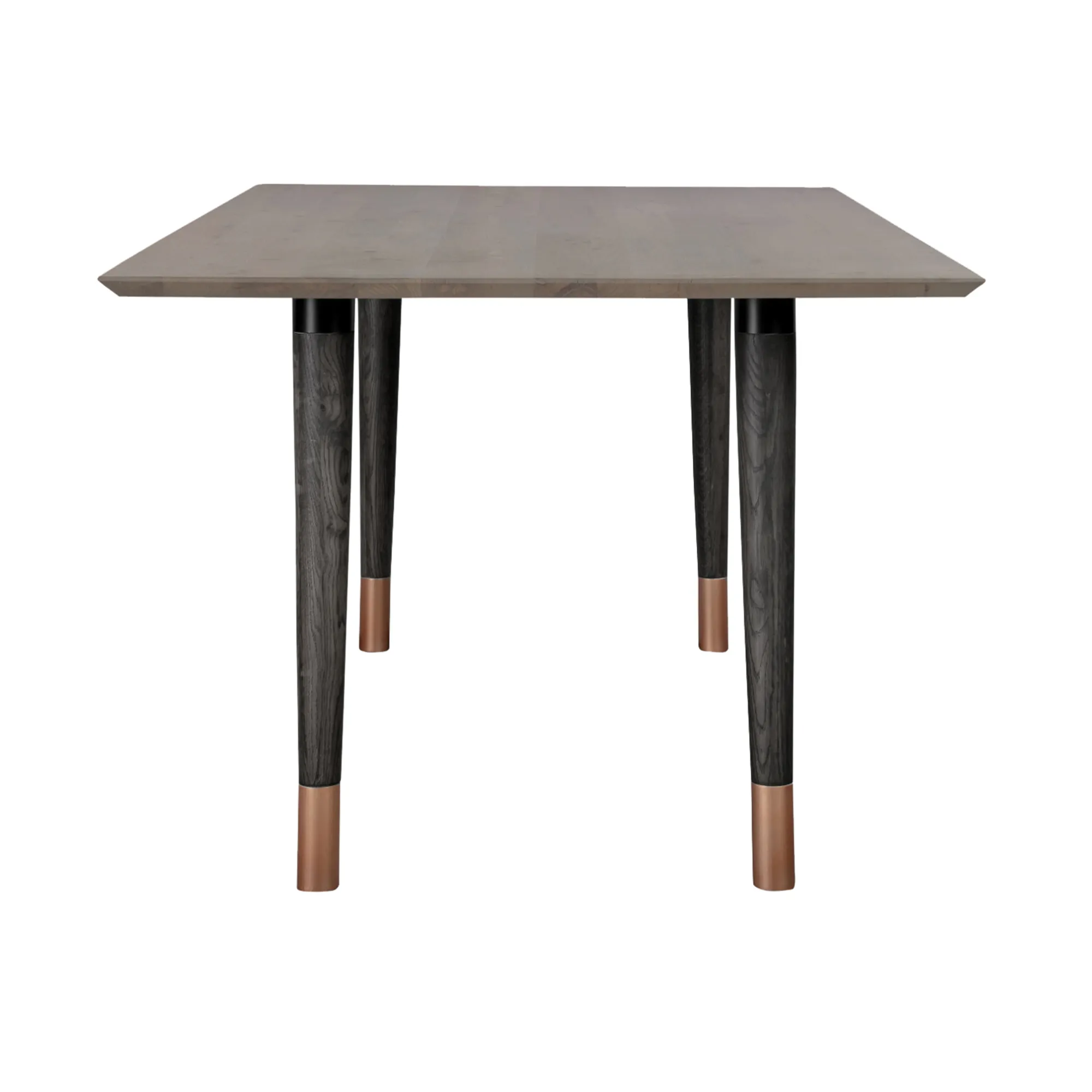 Turin Rustic Oak Wood Dining Table with Copper Tip Legs