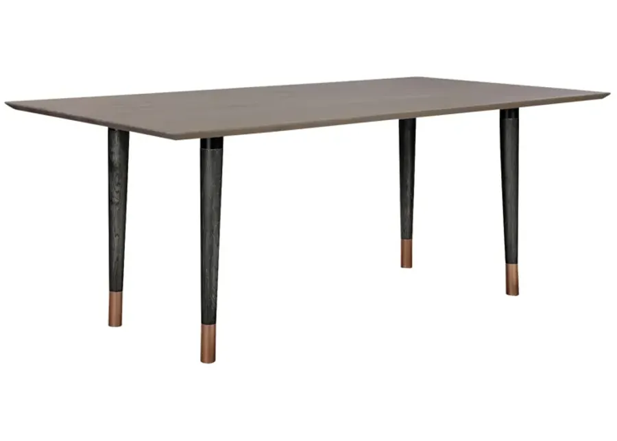 Turin Rustic Oak Wood Dining Table with Copper Tip Legs