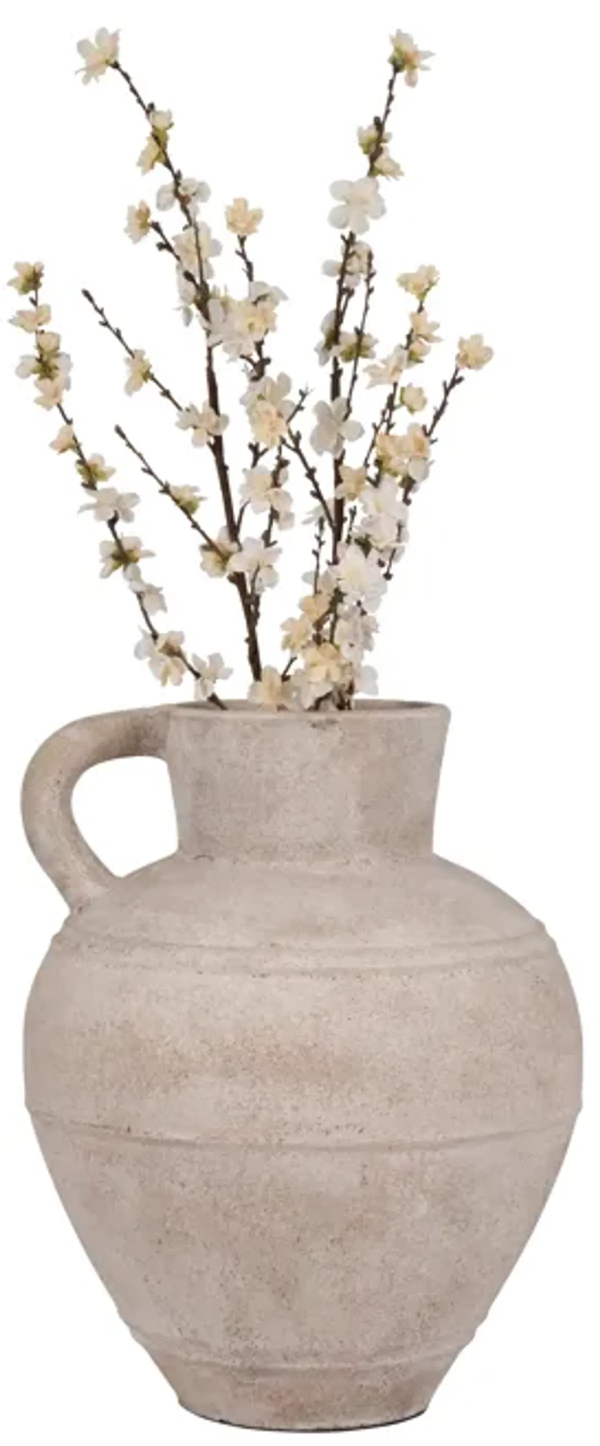 Terracotta, 22" Jug Vase W/ Handle, Ivory