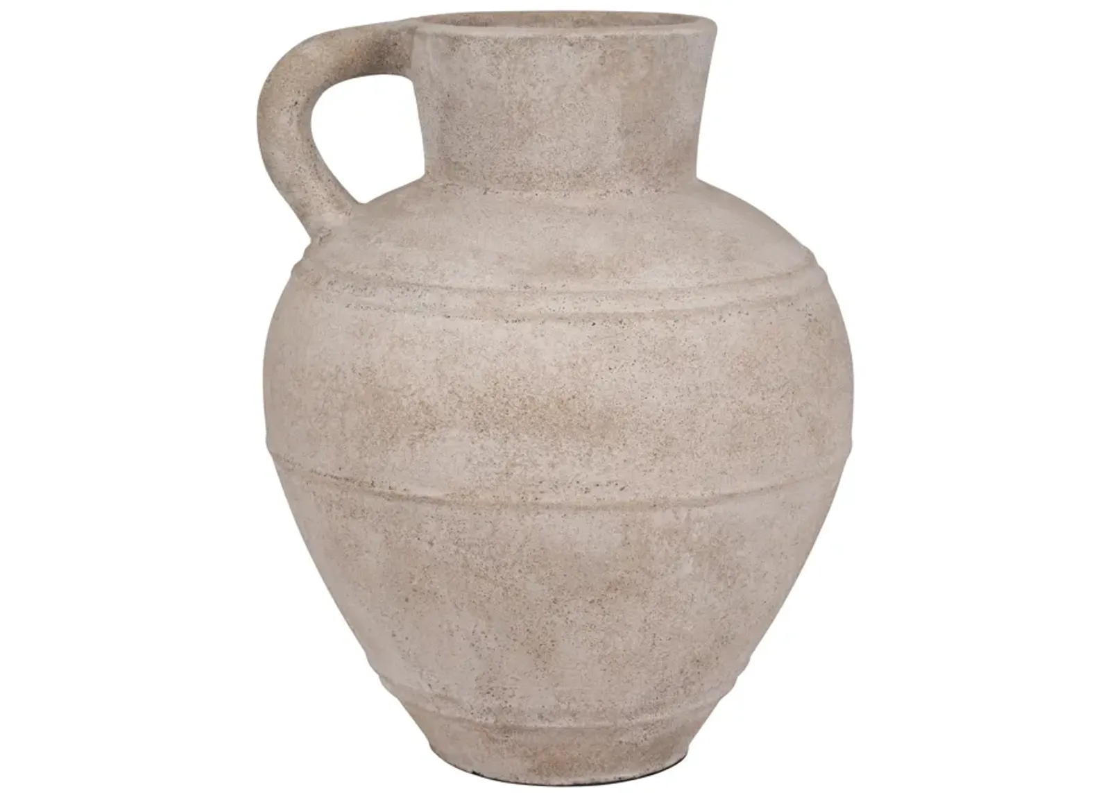 Terracotta, 22" Jug Vase W/ Handle, Ivory