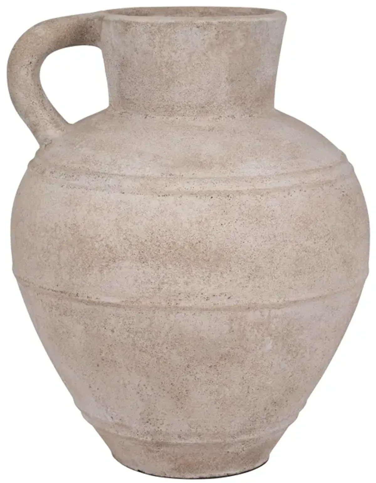 Terracotta, 22" Jug Vase W/ Handle, Ivory