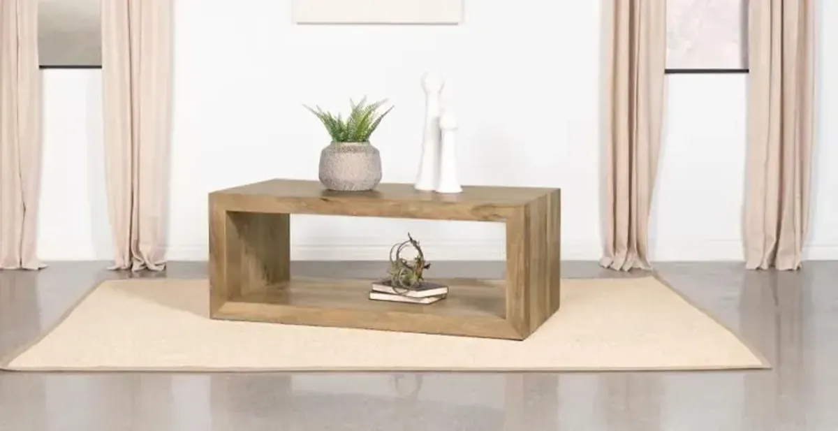 Benton Rectangular Solid Wood Coffee Table Natural