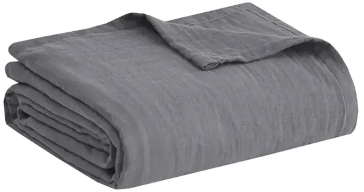 Clean Spaces Gauze Charcoal 100% Cotton Lightweight Blanket