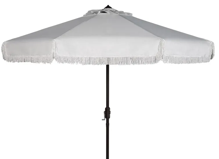 Milan Fringe 9ft Crank Outdoor Push Button Tilt Umbrella