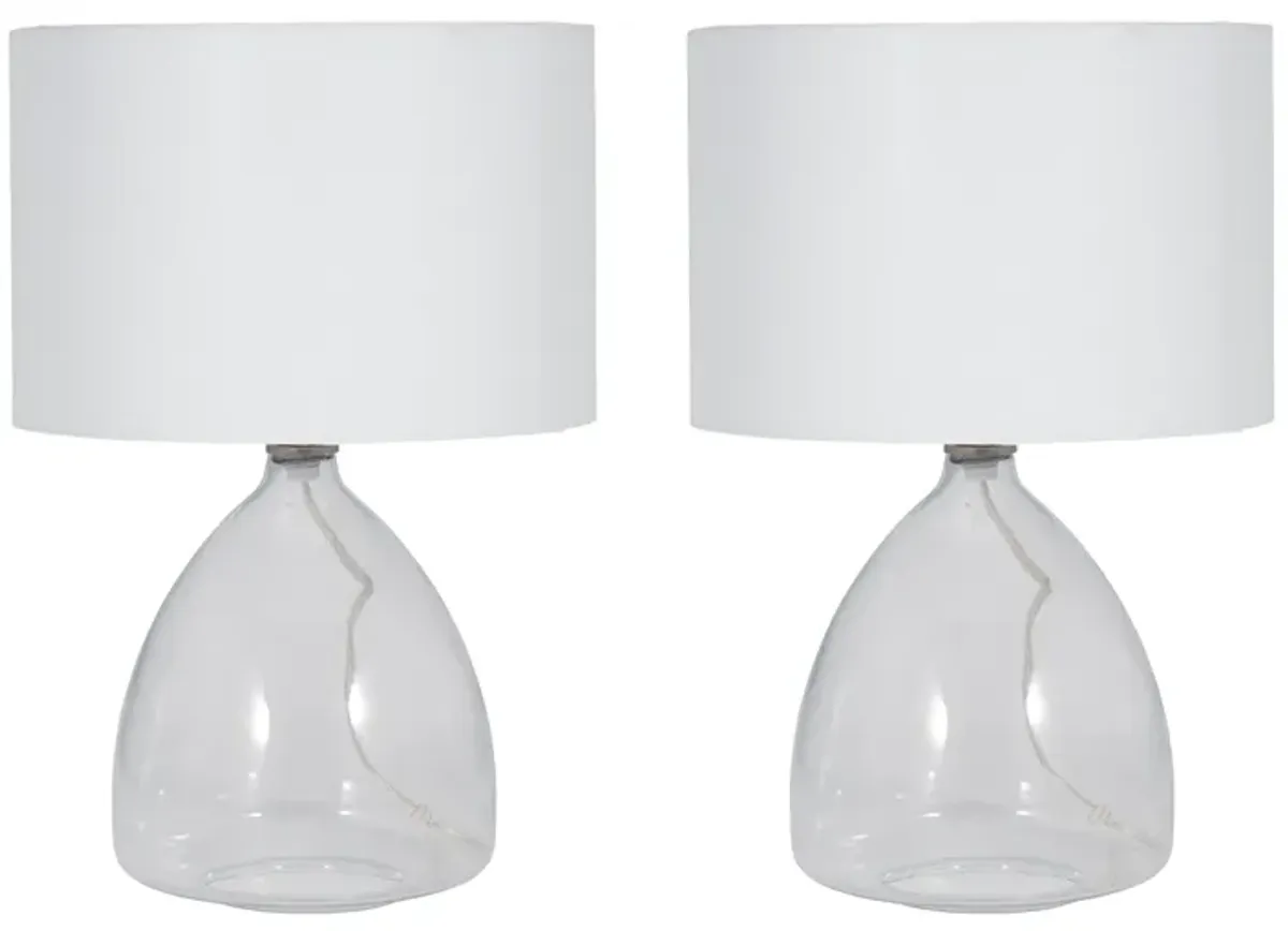 S/2 Glass 18" Table Lamp, Clear - Set of 2