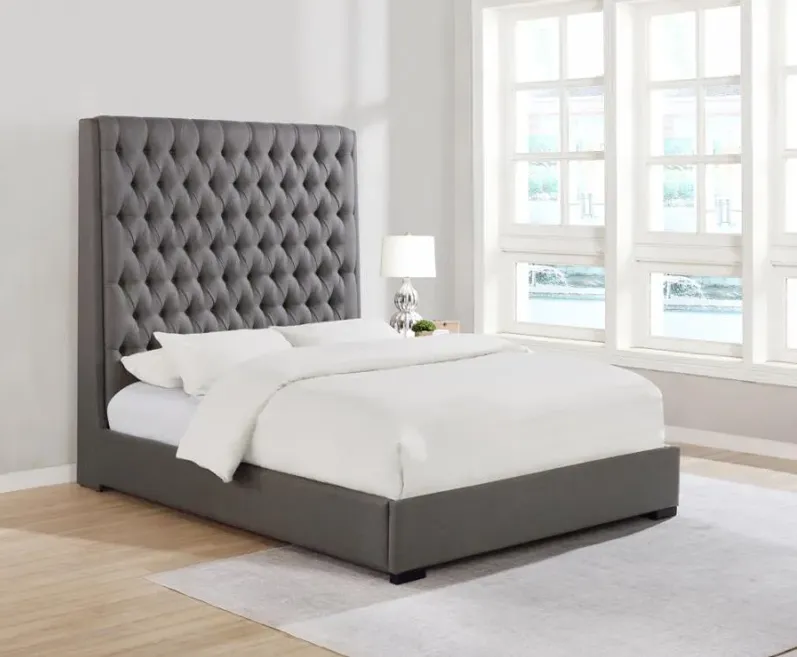 Snodland Tall Tufted Queen Bed Grey