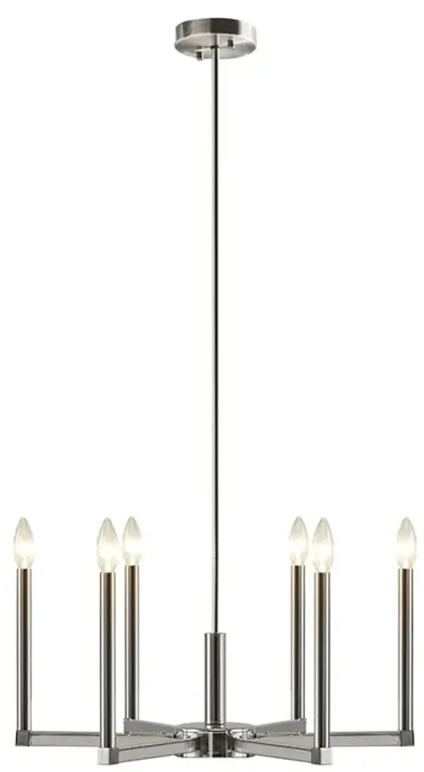 INK+IVY Renzetti Silver 6-Light Contemporary Candelabra Styled Chandelier