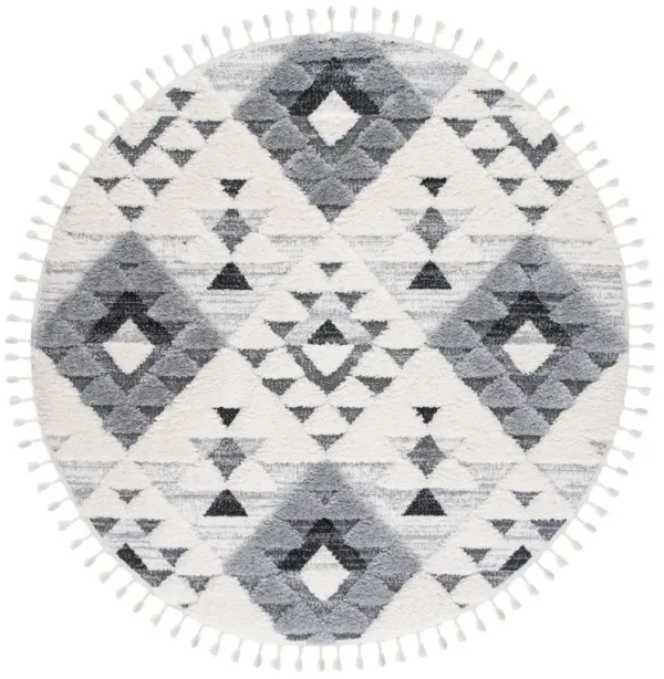 MOROCCAN TASSEL SHAG 688 IVORY  12' x 12' Round Round Rug