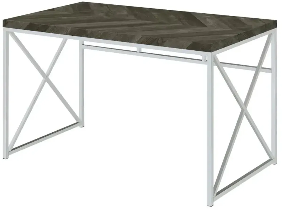 Abagail Writing Desk Rustic Grey Herringbone