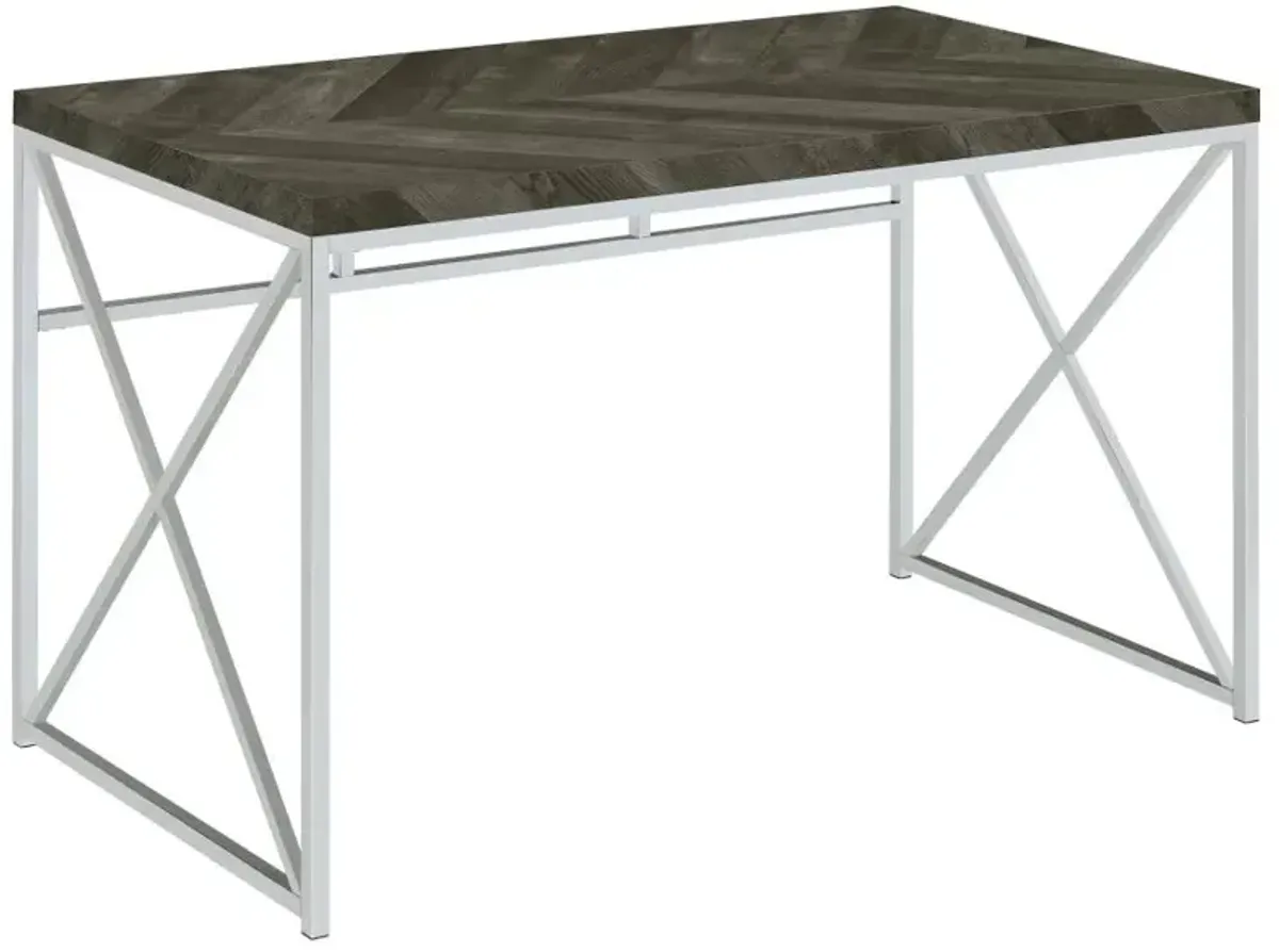 Abagail Writing Desk Rustic Grey Herringbone