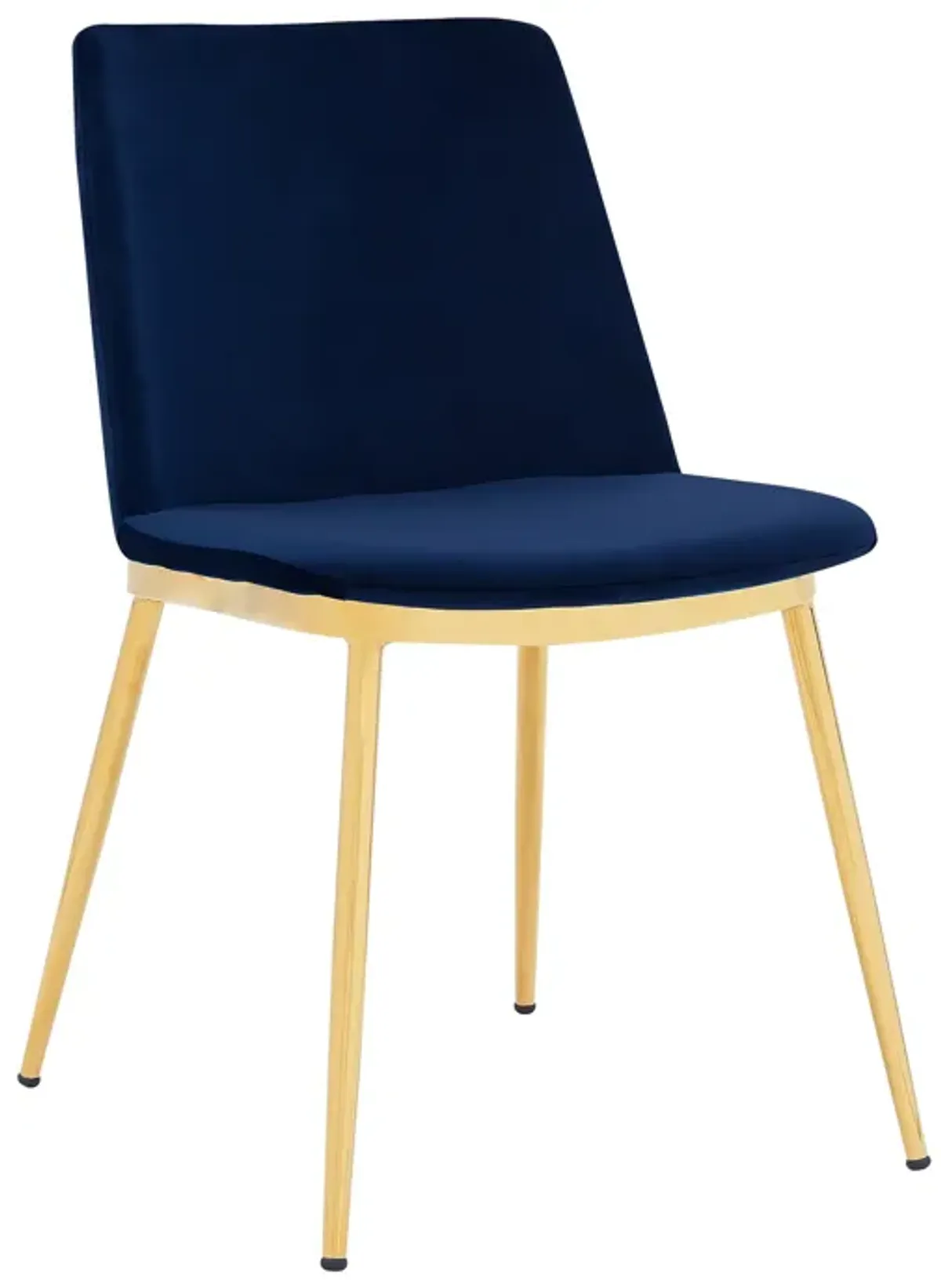 Messina Modern Blue Velvet and Gold Metal Leg Dining Room Chairs - Set of 2