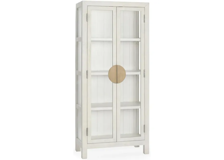 Milroy 80" Transitional Glass Curio Cabinet in White