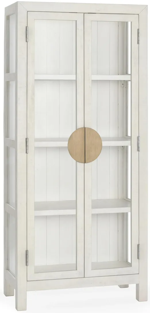 Milroy 80" Transitional Glass Curio Cabinet in White