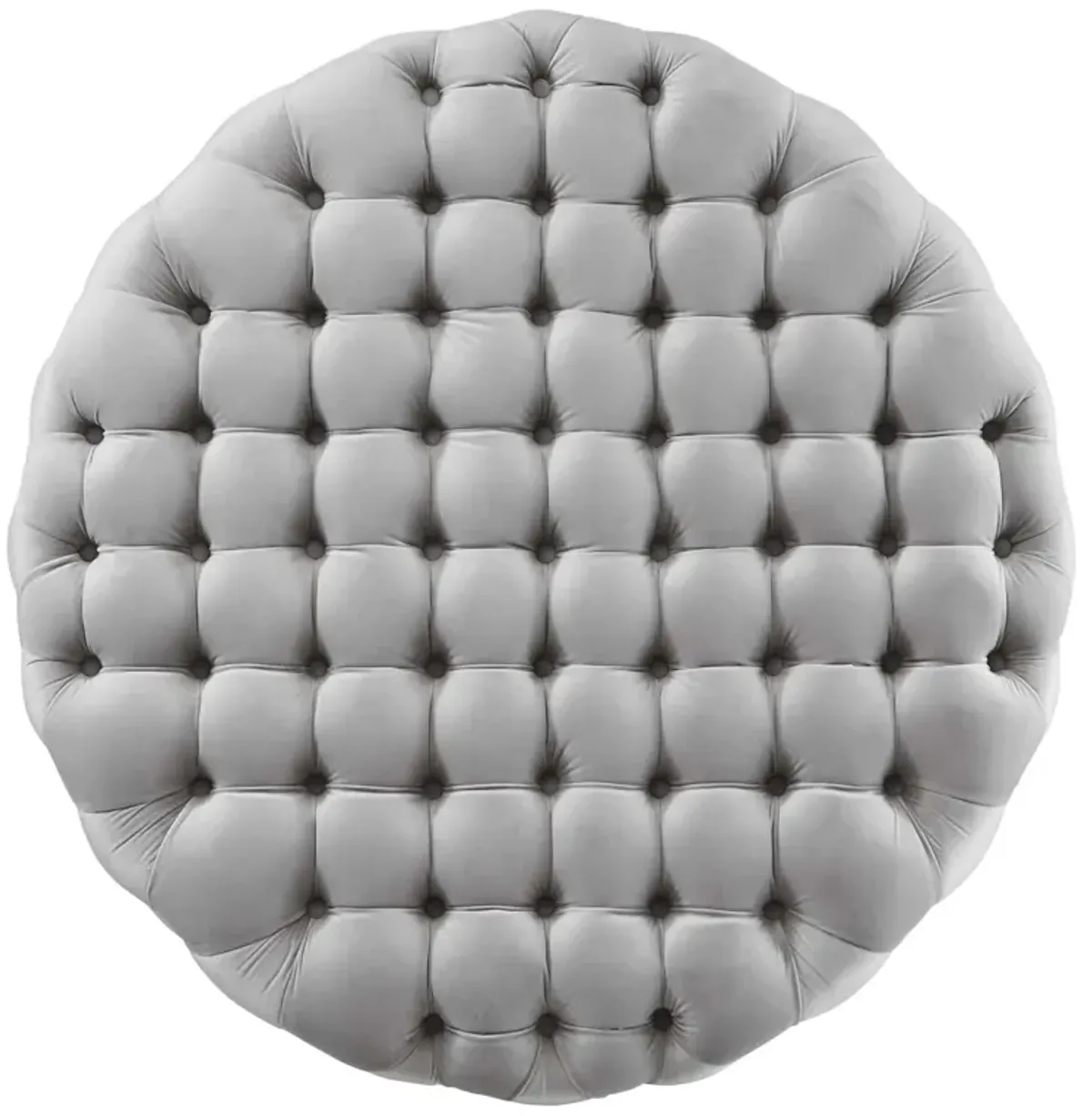 Amour Tufted Button Large Round Performance Velvet Ottoman