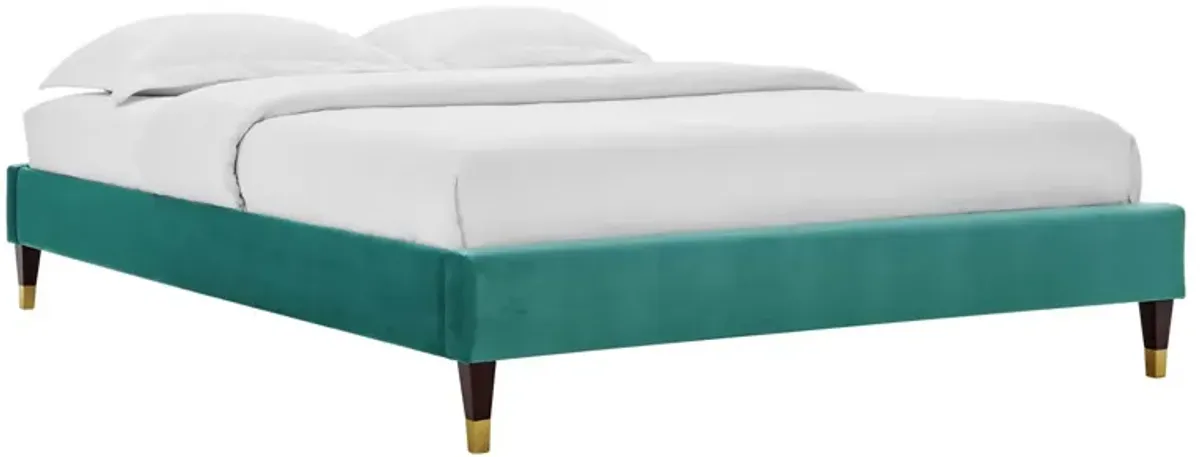 Harlow Twin Performance Velvet Platform Bed Frame