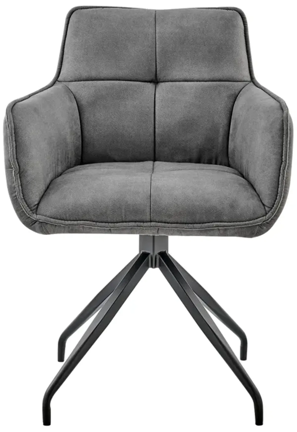 Noah Dining Room Accent Chair in Charcoal Fabric and Black Metal Legs