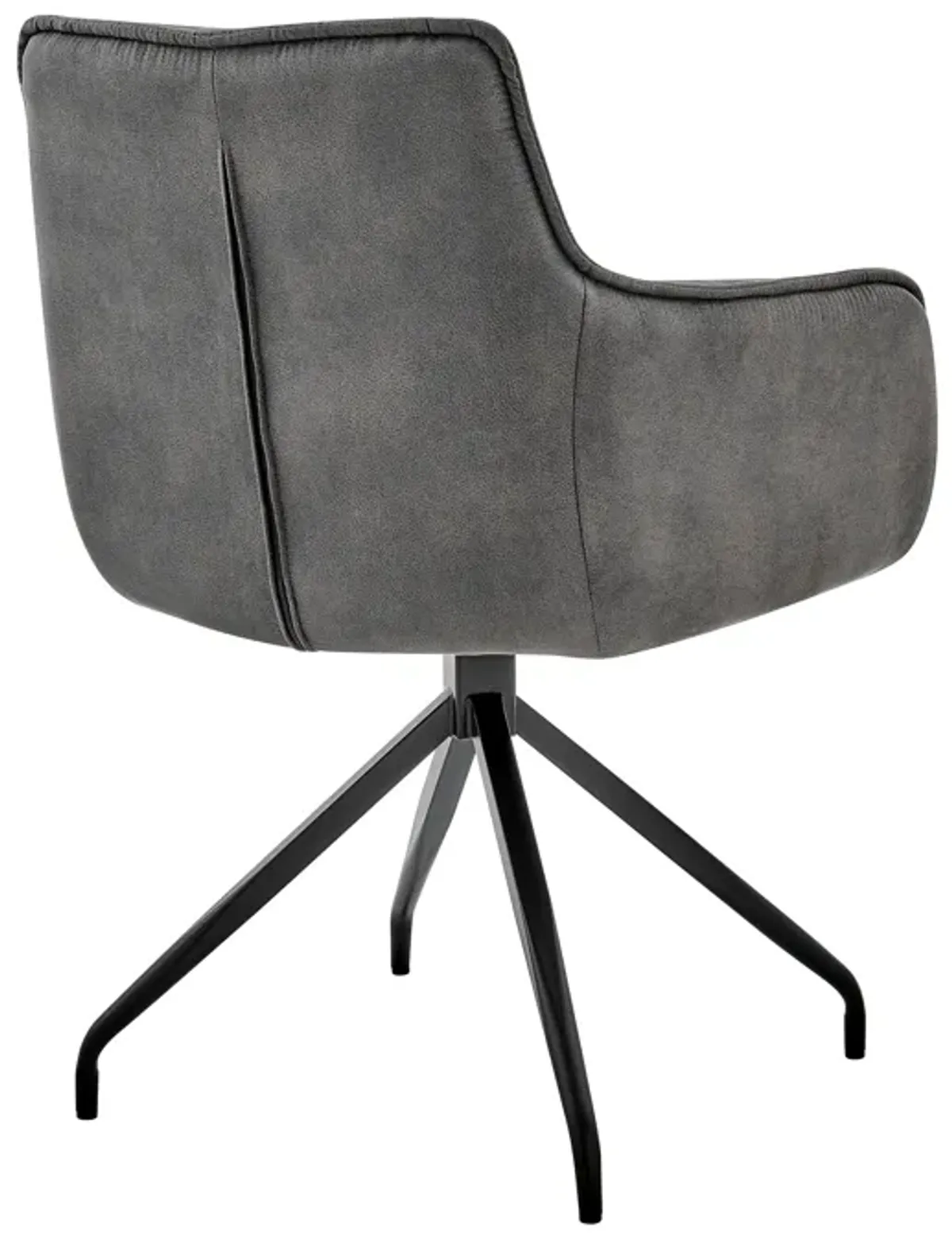 Noah Dining Room Accent Chair in Charcoal Fabric and Black Metal Legs