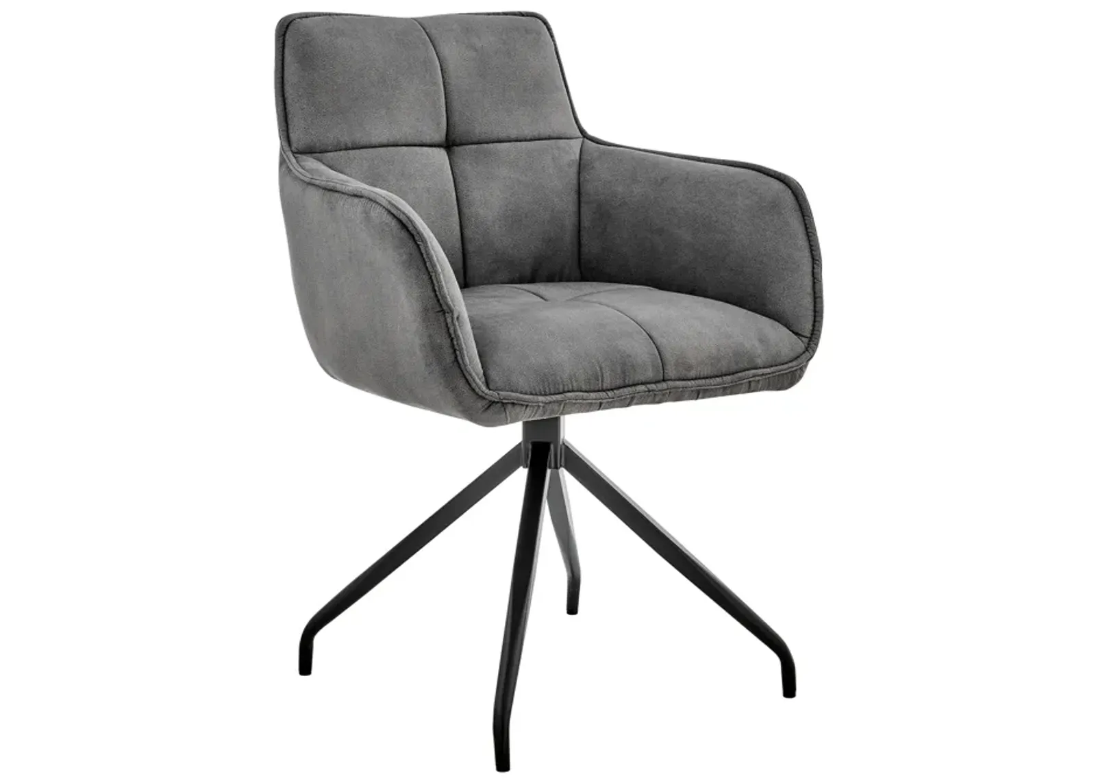 Noah Dining Room Accent Chair in Charcoal Fabric and Black Metal Legs